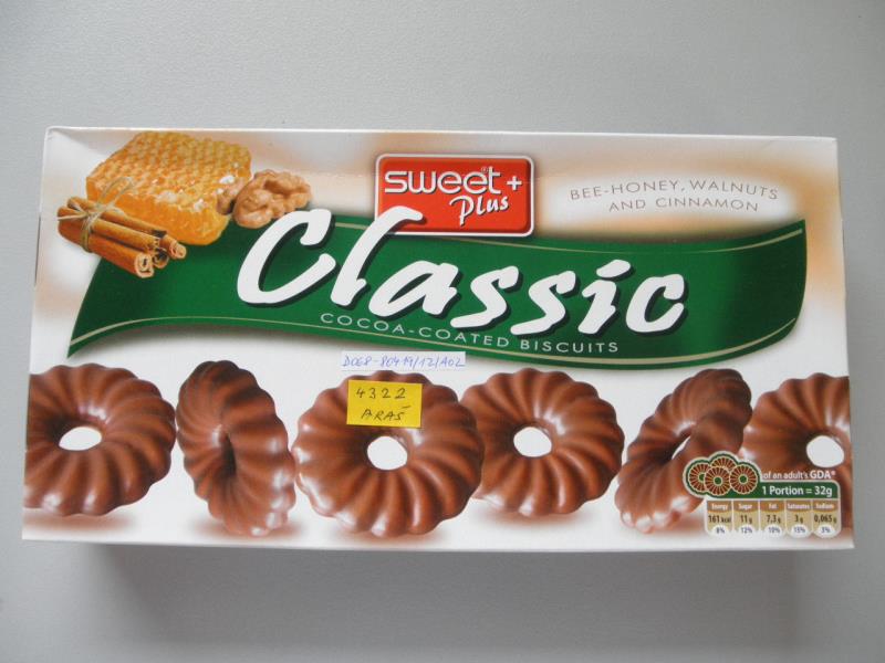 CLASSIC COCOA-COATED BISCUITS Sušenky s medem , ořechy a skořicí v kakaově-mléčné polevě