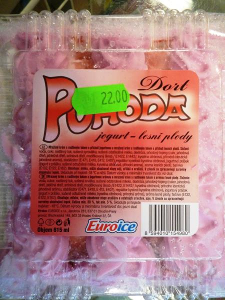 Dort Pohoda jogurt - lesní plody - mražený krém s rostlinným tukem s příchutí jogurtovou a mražený krém s rostlinným tukem s příchutí lesních plodů