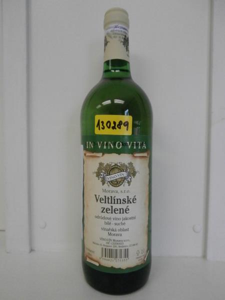 Veltlínské zelené odrůdové víno jakostní bílé suché, alk.: 10,5 % obj.