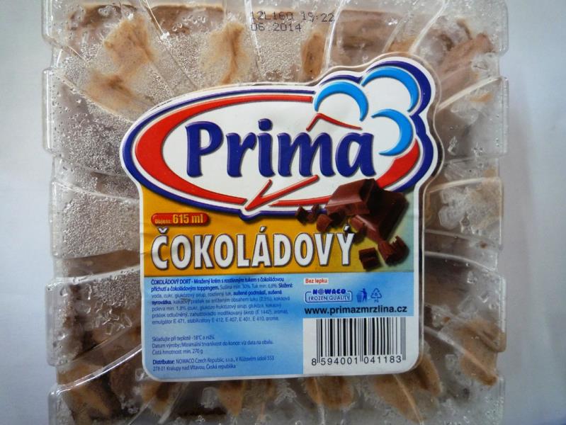 Čokoládový dort - mražený krém s rostlinným tukem s čokoládovou příchutí a čokoládovým toppingem