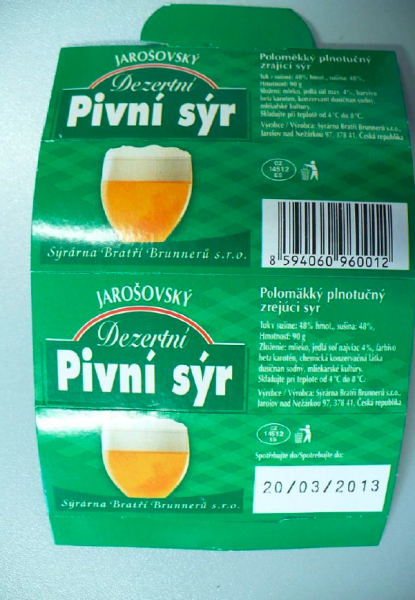 Jarošovský Dezertní Pivní sýr