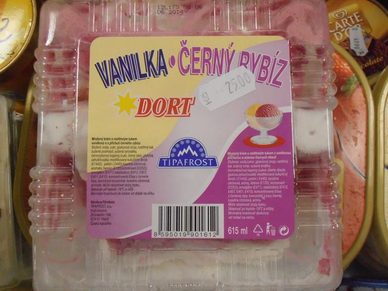 Dort vanilka černý rybíz - mražený krém s rostlinným tukem vanilkový s příchutí černého rybízu