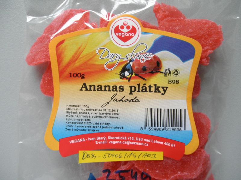 Ananas plátky Jahoda