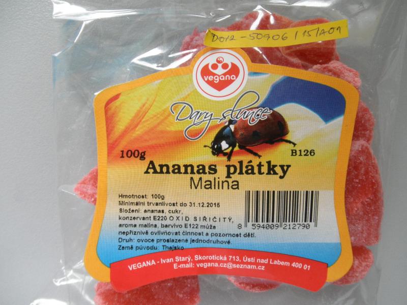 Ananas plátky Malina
