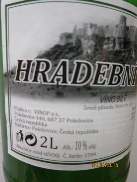 Hradební bílé, víno bílé, alk.10%obj.