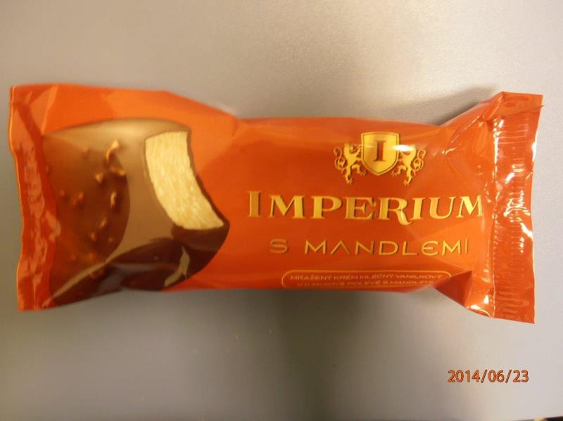 IMPERIUM S MANDLEMI, mražený krém mléčný vanilkový v kakaové polevě s mandlemi