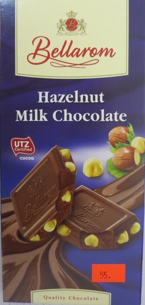 Bellarom Hazelnut Milk Chocolate - smetanová čokoláda s celými jádry lískových ořechů