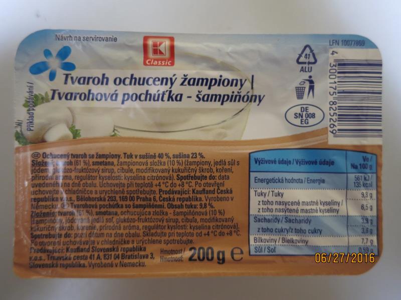 Tvaroh ochucený žampiony