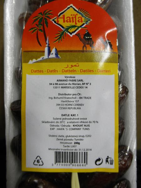 Haifa Dates Datle Sušené jednodruhové ovoce á 200g