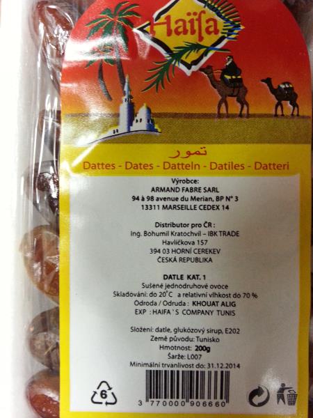 Haifa Dates Datle Sušené