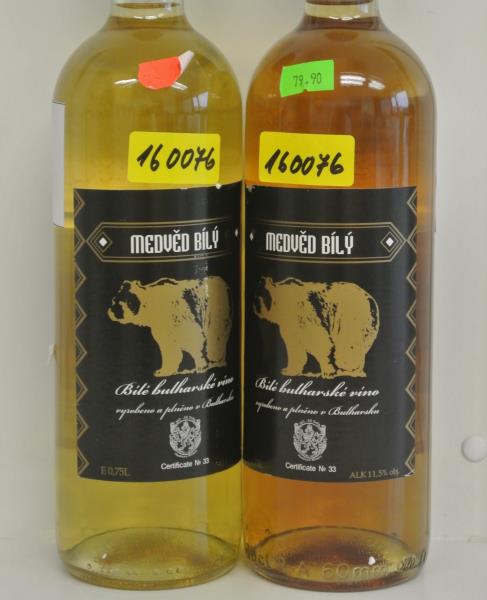 MEDVĚD BÍLÝ, Bílé bulharské víno, ALK 11,5% obj.