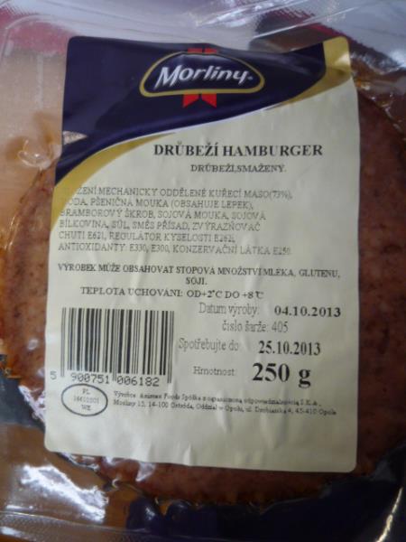 Drůbeží hamburger, drůbeží, smažený
