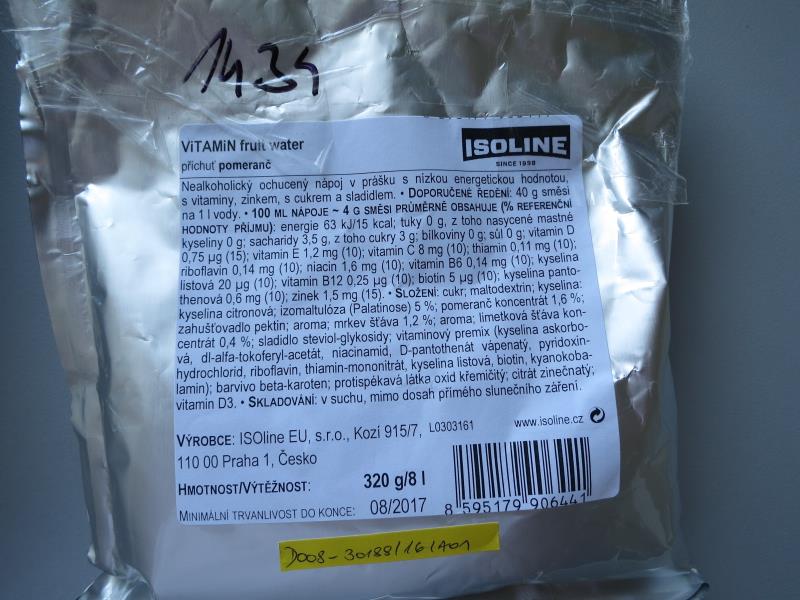 Vitamin fruit water, příchuť pomeranč