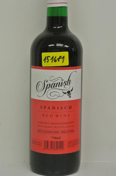 SPANISCH RED WINE, víno červené suché,alk.10%obj.