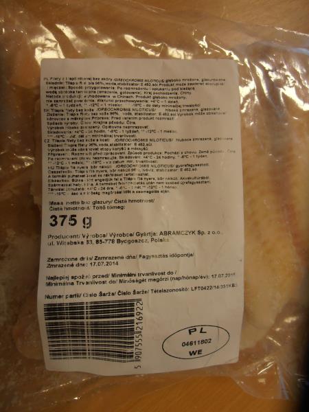Tilapia filety bez kůže a kosti