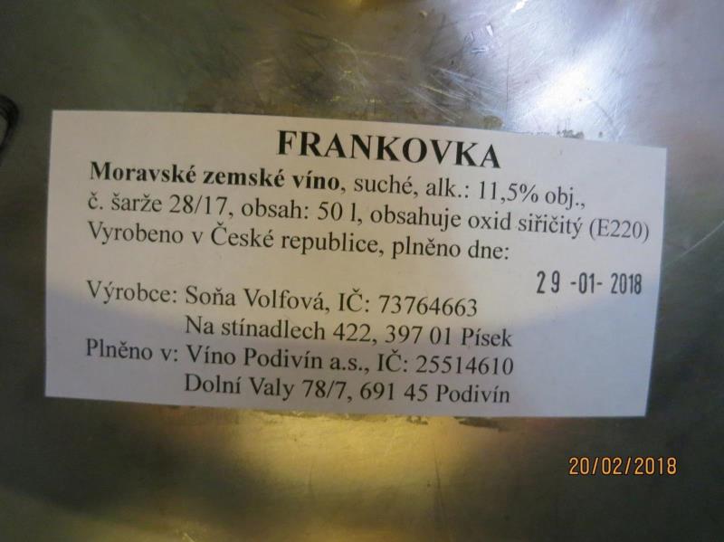 FRANKOVKA, MZV, suché, alk.: 11,5% obj., (sudové)