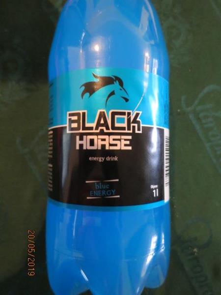 "BLACK HORSE energy drink, blue ENERGY" 