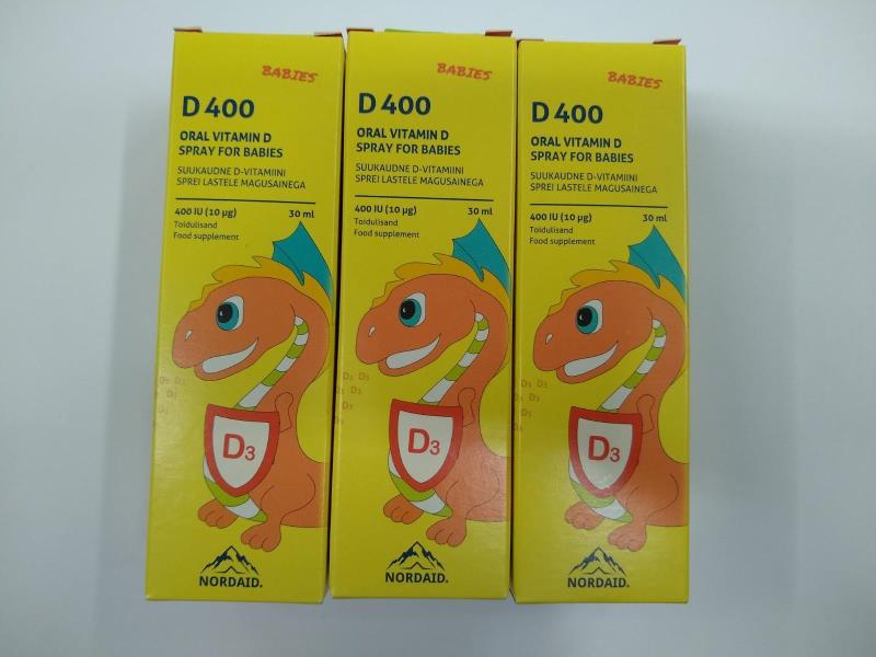 D400 Vitamin D v perorálním spreji pro děti 400 IU, 30ml, doplněk stravy