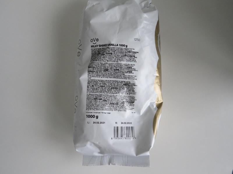 oVe MILKY SHAKE VANILLA, nealkoholický nápoj v prášku s cukrem a sladidlem s příchutí vanilka