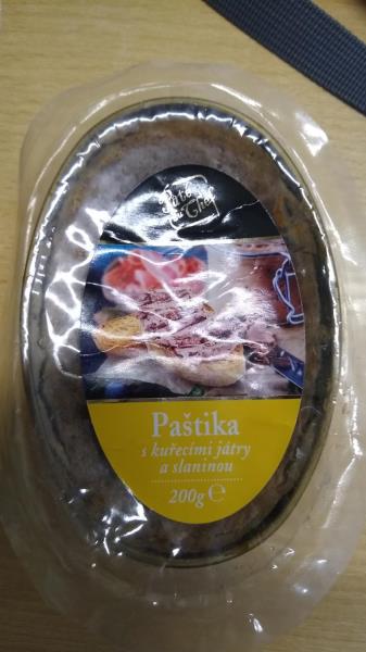 Paštika s kuřecími játry a slaninou - masný výrobek tepelně opracovaný