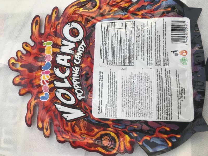Lolliboni VOLCANO POPPING CANDY STRAWBERRY WATERMELON, Praskací prášek s příchutí jahod a melounů