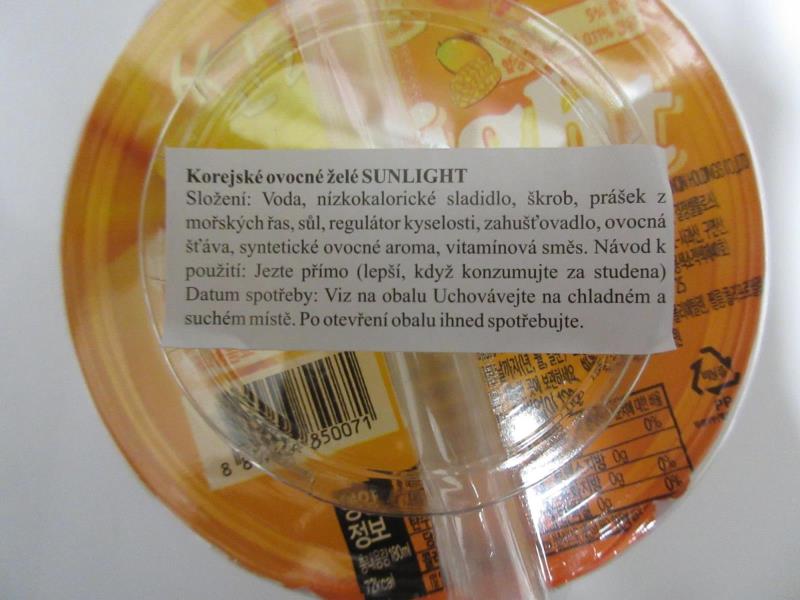 Korejské ovocné želé Sunlight žluté 180 ml