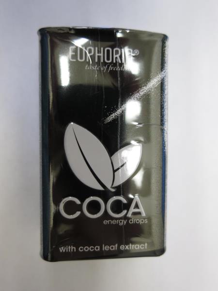 Euphoria COCA energy drops - komprimát bez cukru s příchutí peppermintu a extraktem z koky se sladidly