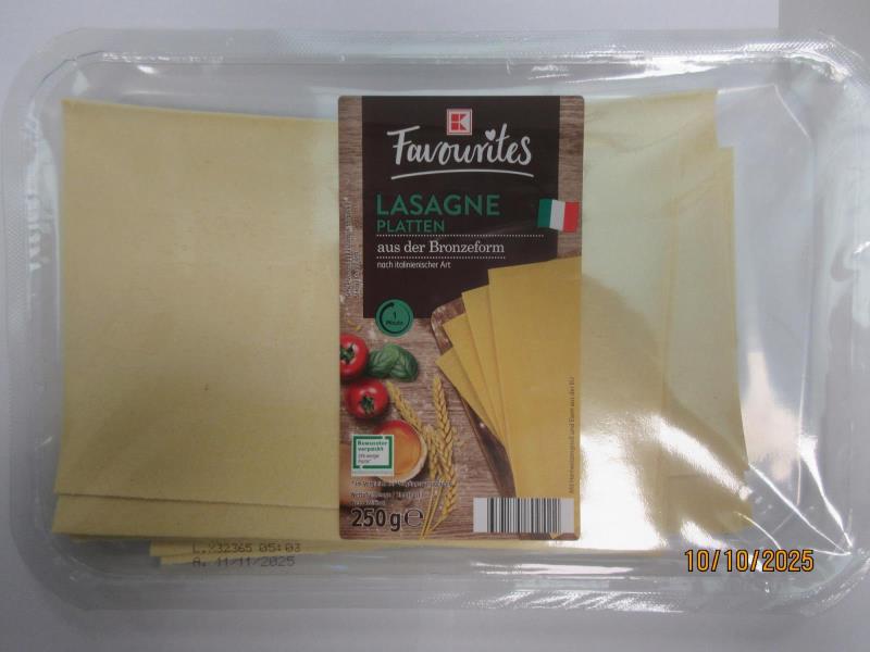K Favourites Lasagne platten, vaječné těstoviny nesušené, 250 g