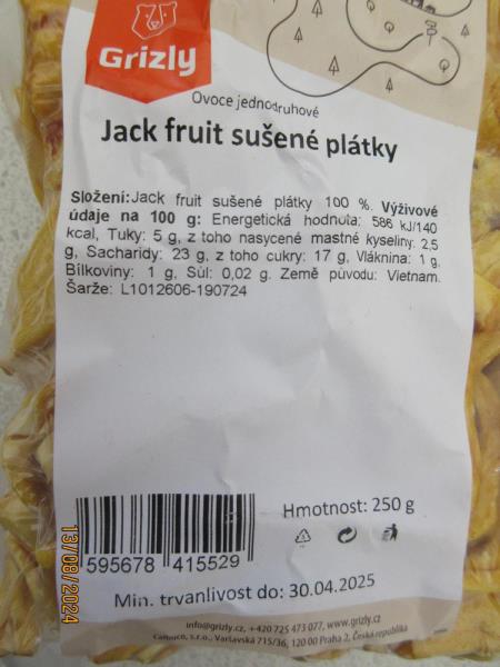 GRIZLY Jack fruit sušené plátky 250g